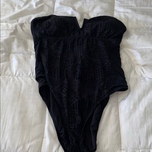 Black strapless one piece